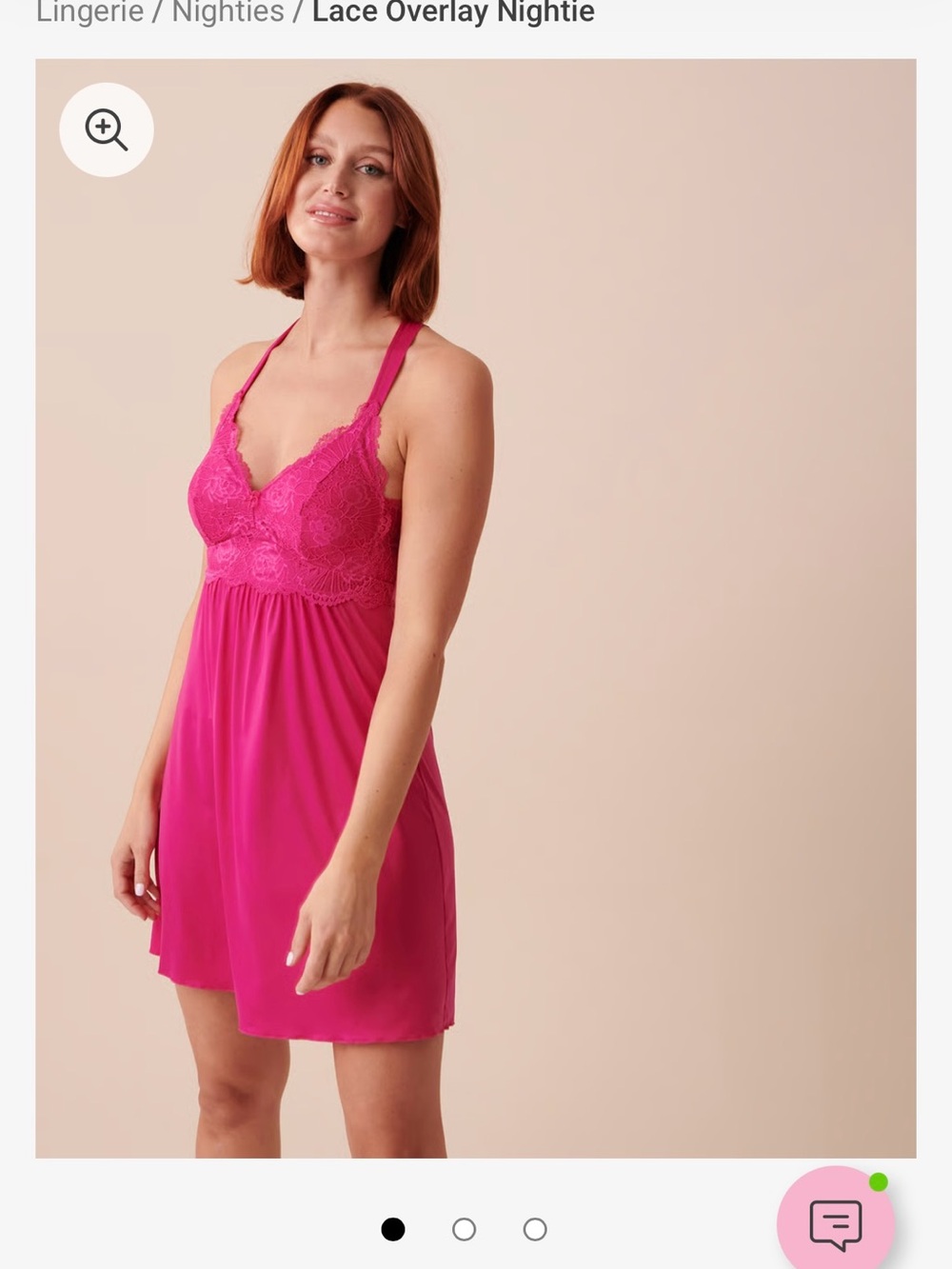 La Vie En Rose Hot Pink Lace-Top Chemise